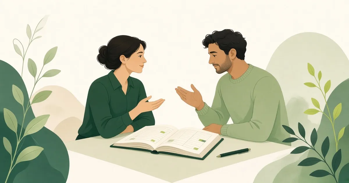 Two business partners reviewing expense records to resolve a disagreement