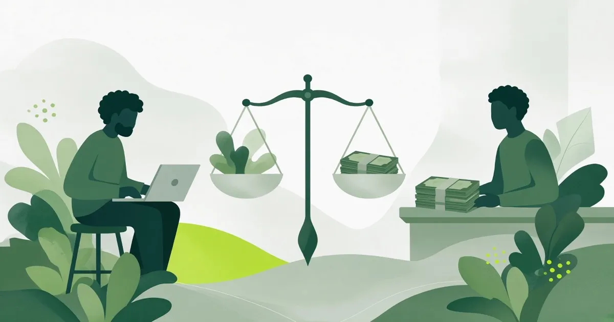 Illustration contrasting money and time contributions in a partnership